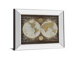 World Map By Elizabeth Medley - Mirror Framed Print Wall Art - Beige