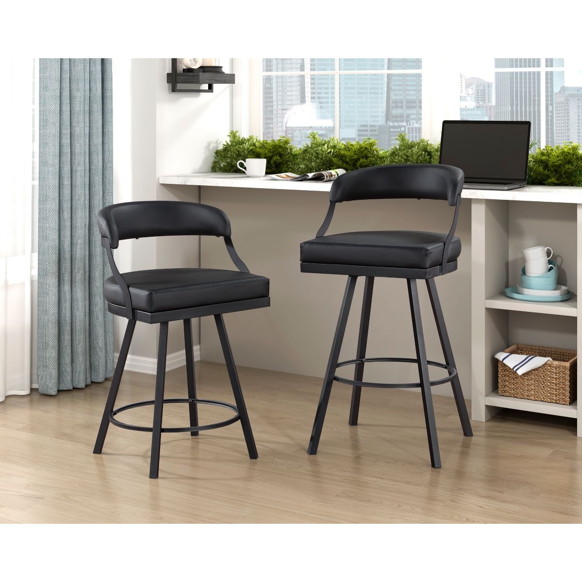 Crowley - Swivel Pub Height Chair (Set of 2)