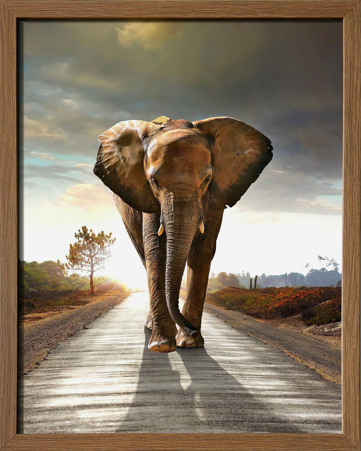 Wildlife & Meadowscape - 17" x 21" Framed Wall Art - Dark Brown