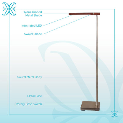 Walnut Skyline - 50 X 15 - Metal Floor Lamp - Antique Brass