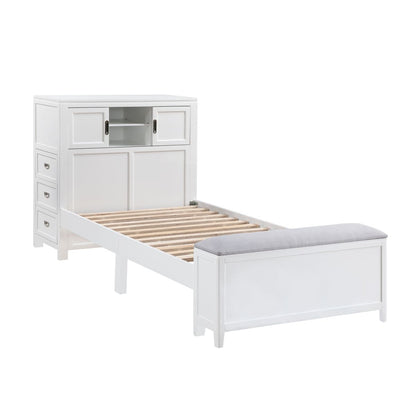Sloane - Bookcase Bed With Hidden Desk, Stool And Storage Bench