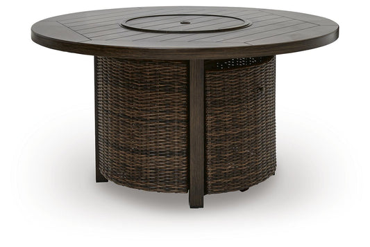 Monterey Point - Round Fire Pit Table - Dark Brown