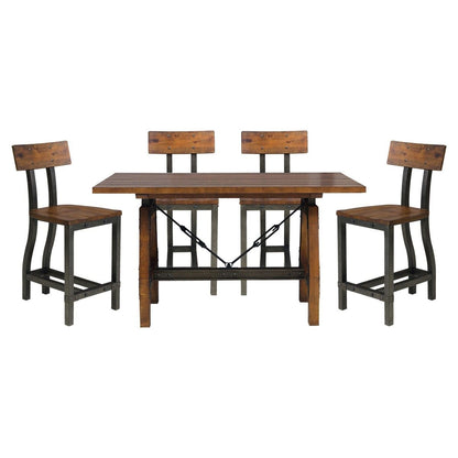 Holverson - 5 Piece Dining Room Set (Table & 4 Side Chairs) - Rustic Brown / Gunmetal