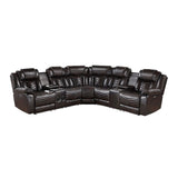Ramone - 3 Piece Power Reclining Sectional With Consoles, Speakers, Subwoofer And LED Lighting - Brown
