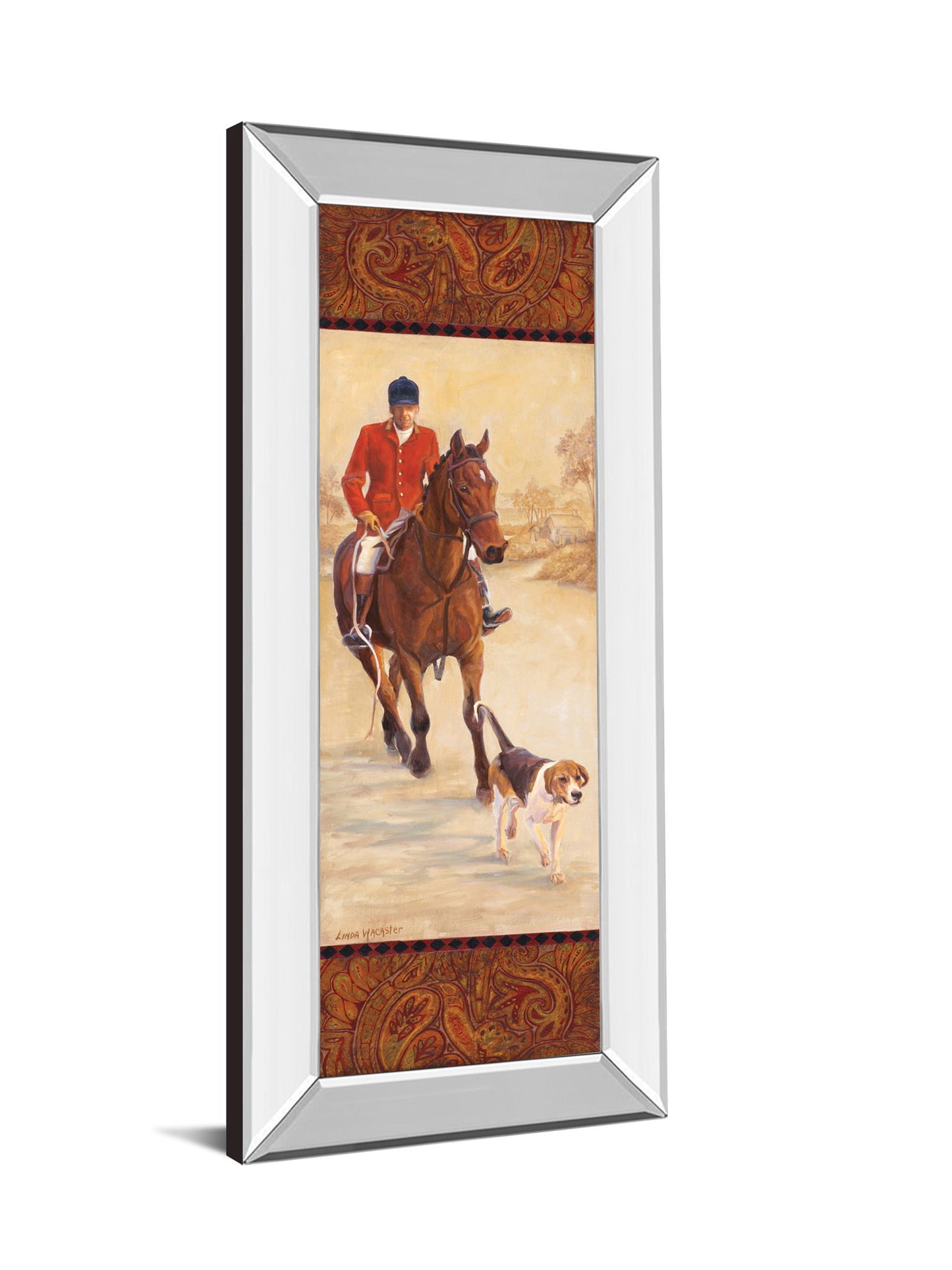 On The Hunt I By Linda Wacaster - Mirror Framed Print Wall Art - Beige
