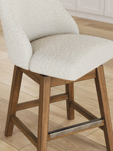 Cabalynn - Upholstered Swivel Barstool (Set of 2) - Oatmeal / Light Brown