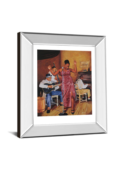 Jazz Vocals - Mirror Framed Print Wall Art - Light Brown