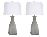 "Sage Elegance" Art Glass Table Lamp (Set of 2) - Frosted Sage Green / Frosted Crystal