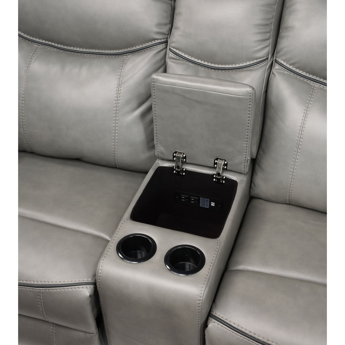 Aram - Double Glider Reclining Loveseat With Center Console, Receptacles And USB Ports