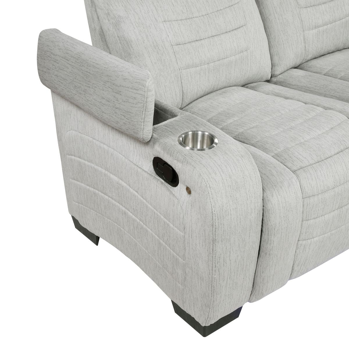 Ronan - Double Reclining Loveseat With Center Console, Wireless Speakers, Storage Arms, Cup Holders And Led - Gray