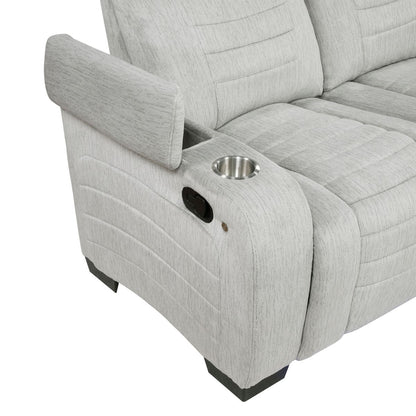 Ronan - Double Reclining Loveseat With Center Console, Wireless Speakers, Storage Arms, Cup Holders And Led - Gray
