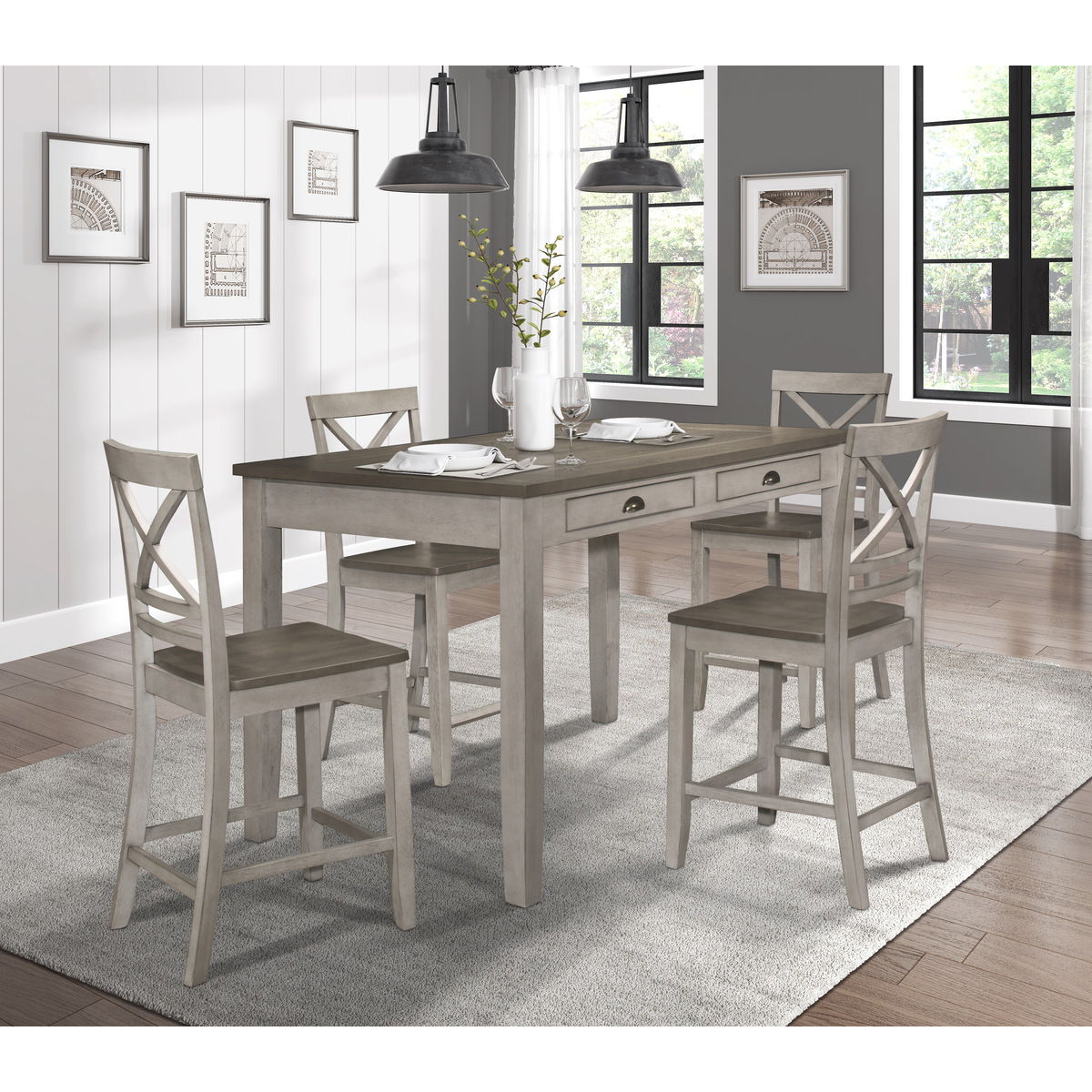 Brightleaf - Counter Height Table - Brown / Gray