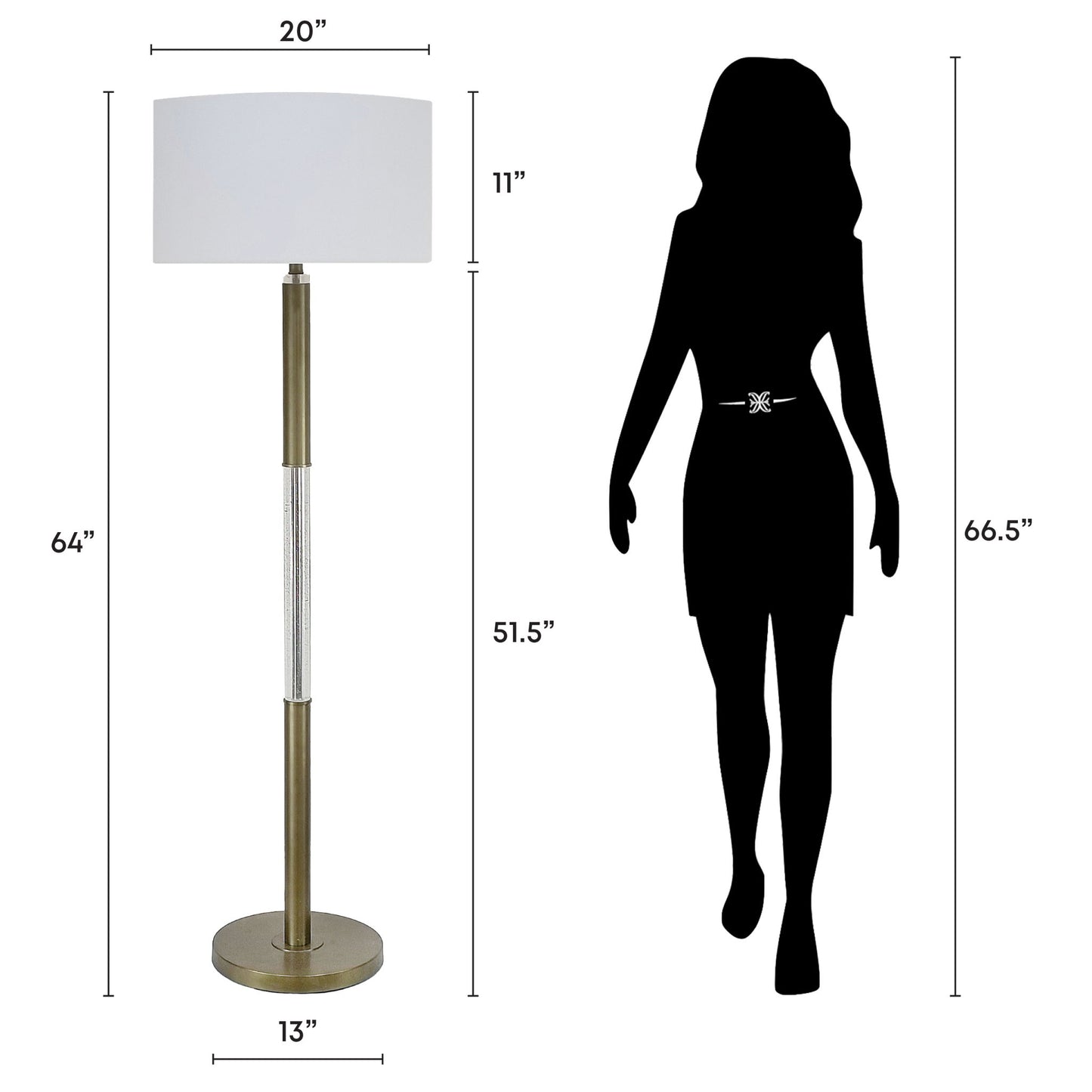 Golden Brilliance Metal & Seeded Crystal Floor Lamp With Night Light - Matte Golden Bronze