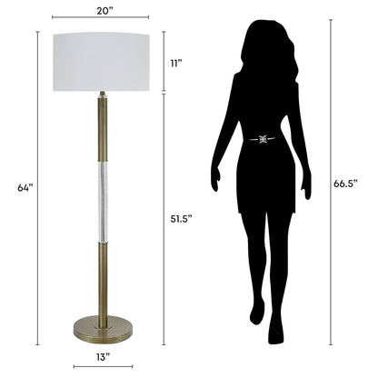 Golden Brilliance Metal & Seeded Crystal Floor Lamp With Night Light - Matte Golden Bronze