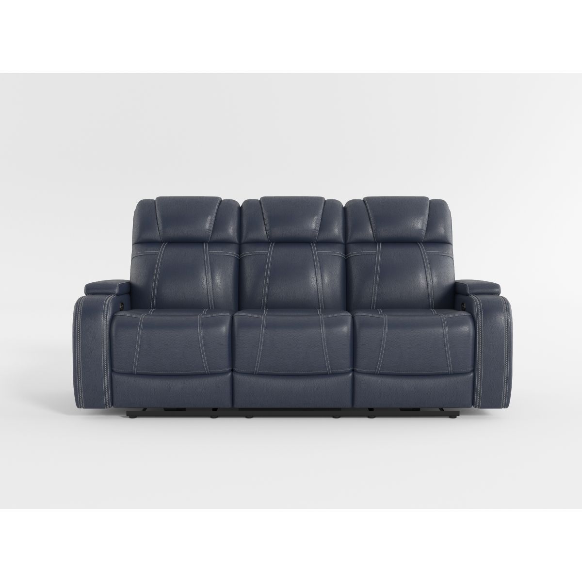 Keziah - Power Double Reclining Sofa With Power Headrests And Storage Arms - Blue