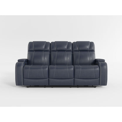 Keziah - Power Double Reclining Sofa With Power Headrests And Storage Arms - Blue
