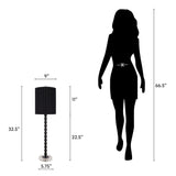 "Obsidian Elegance" Metal Buffet Lamp (Set of 2) - Black / Clear Crystal