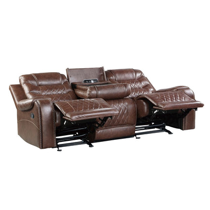 Putnam - Power Double Reclining Sofa With Center Drop-Down Cup Holders, Receptacles And USB Ports