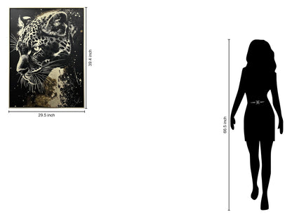 Midnight Prowl Hand-Embellished Canvas With Foil In Frame - Black / Ivory