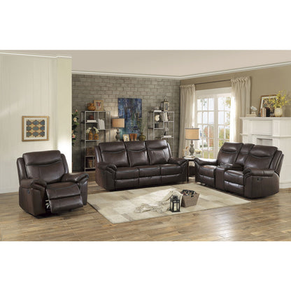 Aram - Double Reclining Sofa With Center Drop-Down Cup Holders, Receptacles, Hidden Drawer And USB Ports