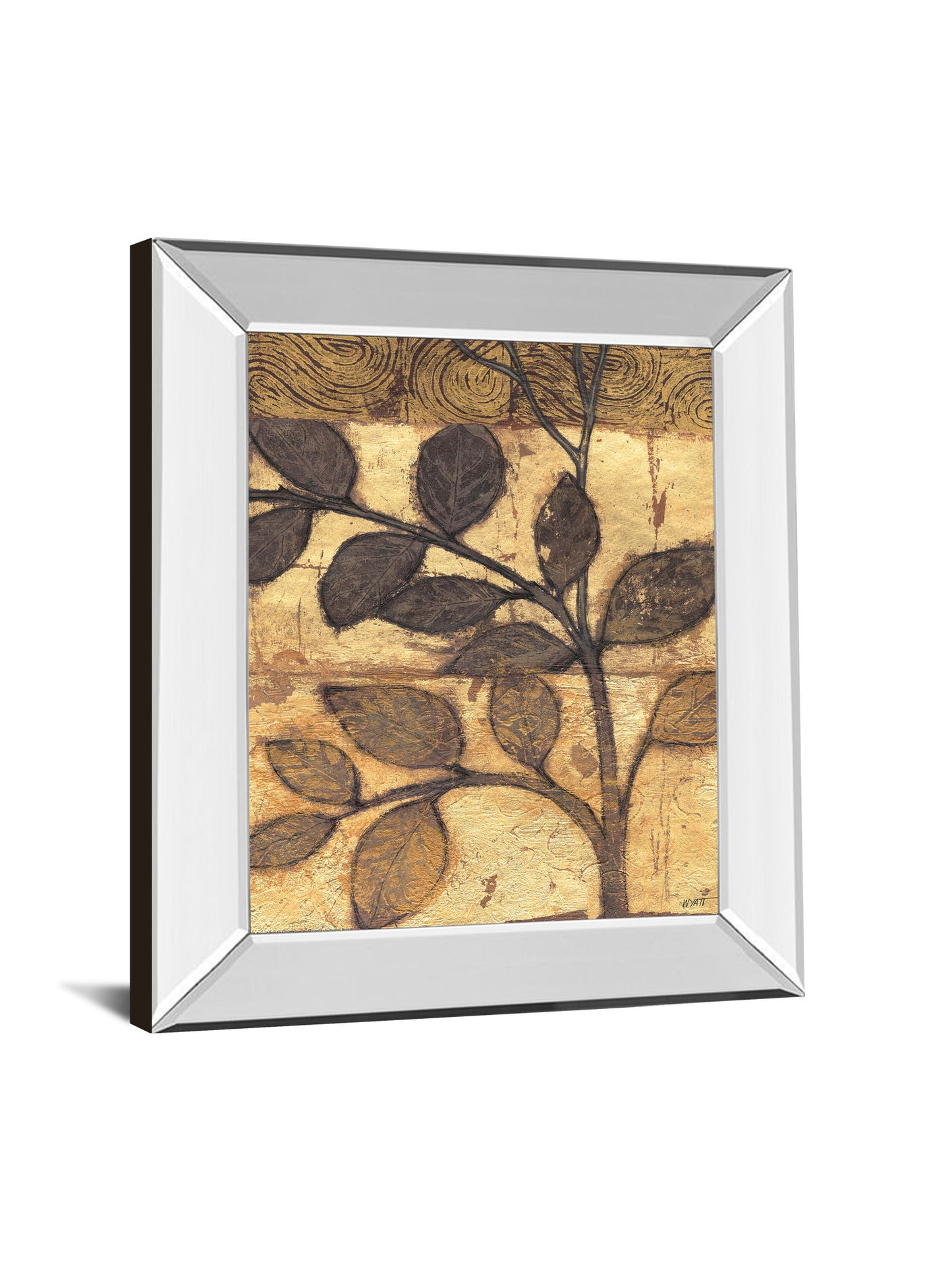 Bronzed Branches I By Norman Wyatt, Jr. - Mirror Framed Print Wall Art - Light Brown