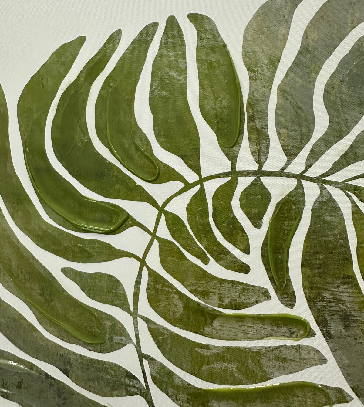 Frond Cadence II - 24 X 35 - Hand-Embellished Canvas In Frame - Green
