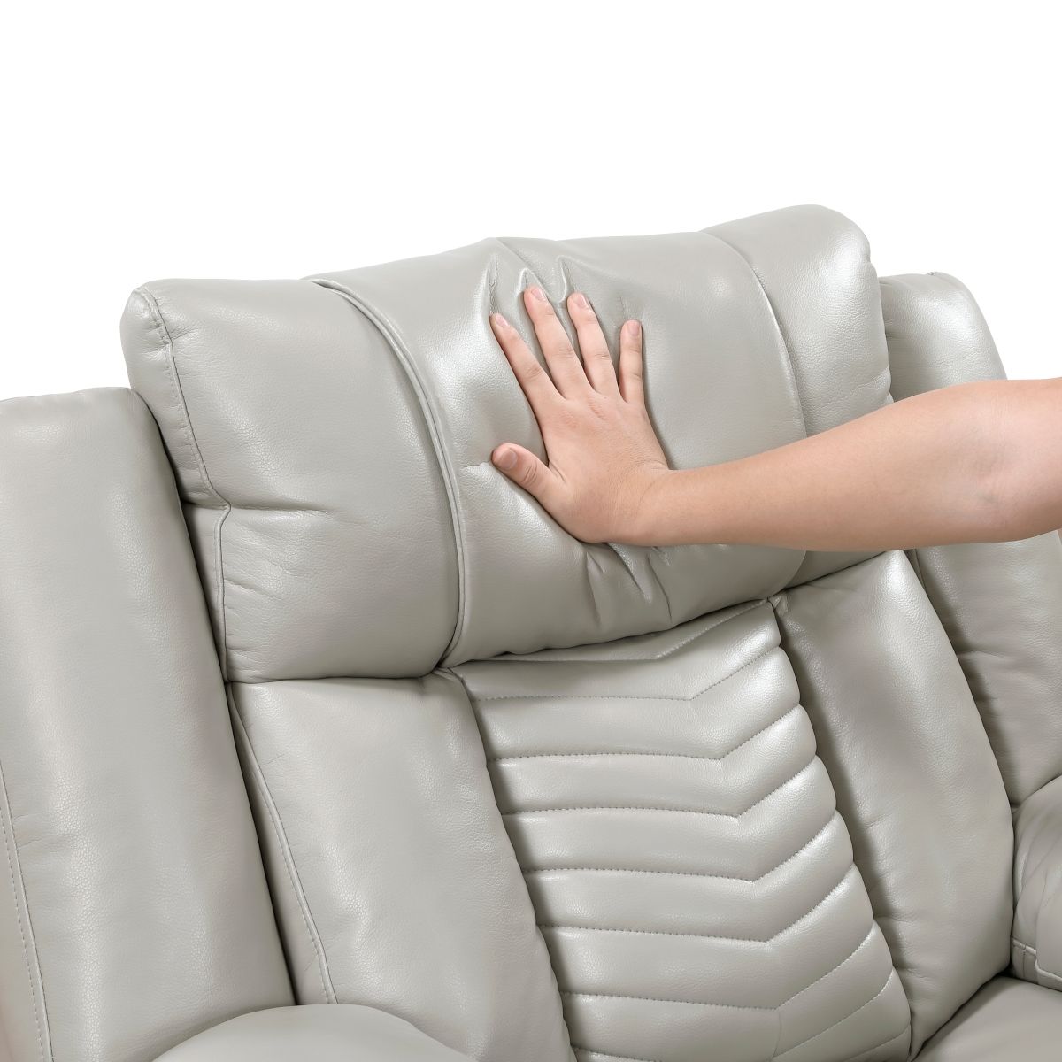 Huron - Power Double Reclining Sofa With Center Drop-Down Cup Holders, Wireless Charger, Magazine Bag, LED And Charging Ports