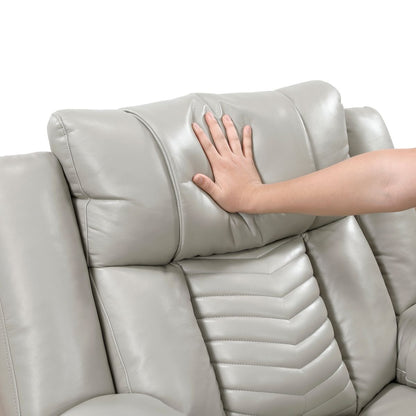 Huron - Power Double Reclining Sofa With Center Drop-Down Cup Holders, Wireless Charger, Magazine Bag, LED And Charging Ports