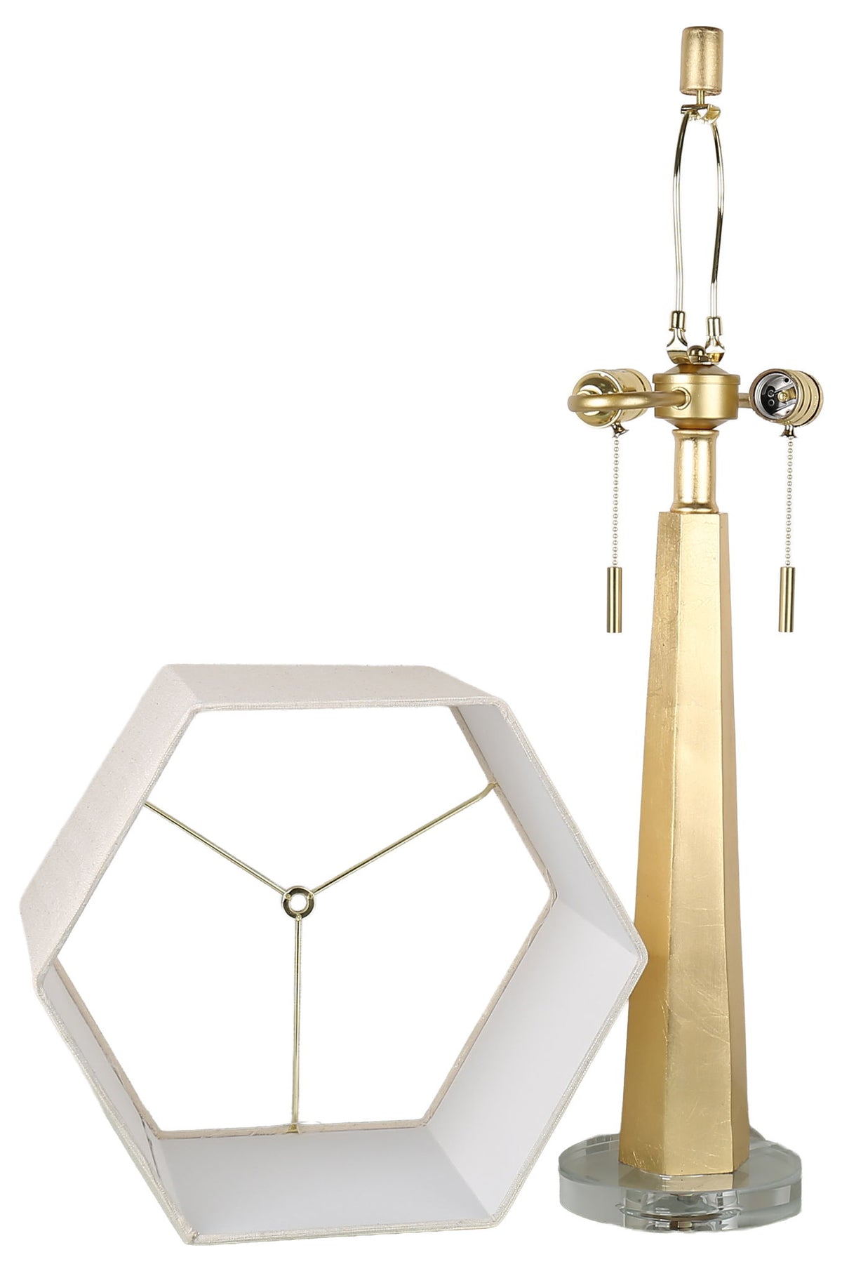 Gilded Spire - 28 X 14 - Resin Table Lamp (Set of 2) - Gold Leaf, Clear Crystal