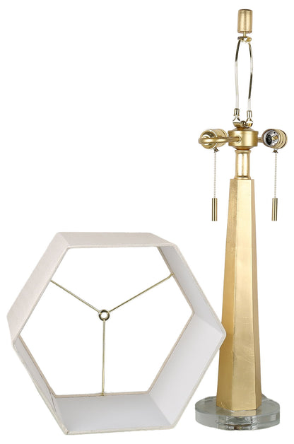 Gilded Spire - 28 X 14 - Resin Table Lamp (Set of 2) - Gold Leaf, Clear Crystal