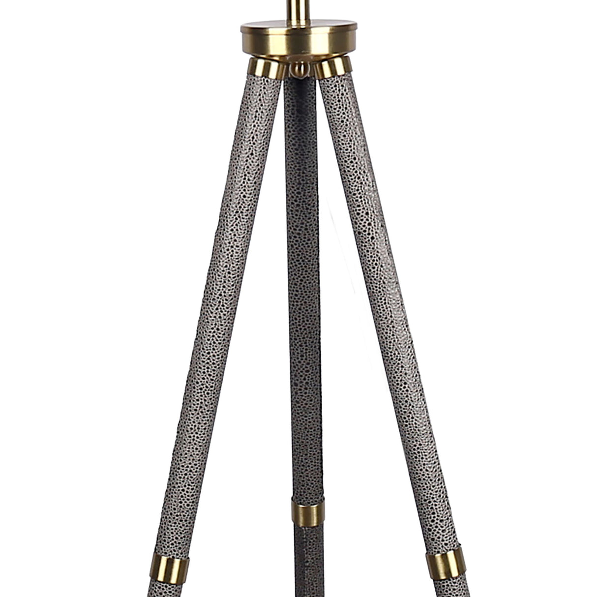 "Luxe Tripod Elegance" Faux Leather Wrap Floor Lamp - Greige / Soft Gold