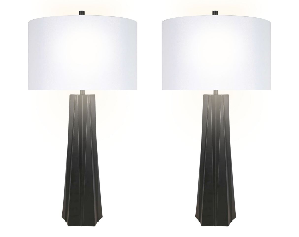 "Obsidian Glow" Metal Table Lamp (Set of 2) - Matte Black