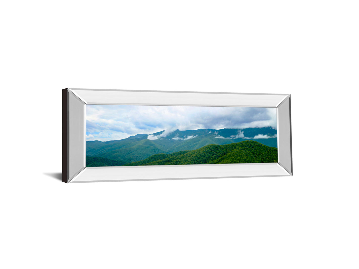 Misty Mountains Il By Kames Mcloughlin - Mirror Framed Print Wall Art - Blue