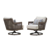 Genova - Patio Swivel Club Chair With Accent Pillow (Set of 2) - Gray