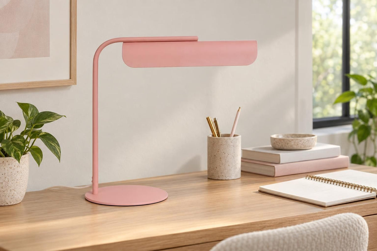 Poet'S Curve I - 14 X 14 - Metal Accent Lamp (Set of 2) - Matte Blush Pink