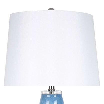 "Azure Elegance" Art Glass Table Lamp (Set of 2) - Blue Art Glass
