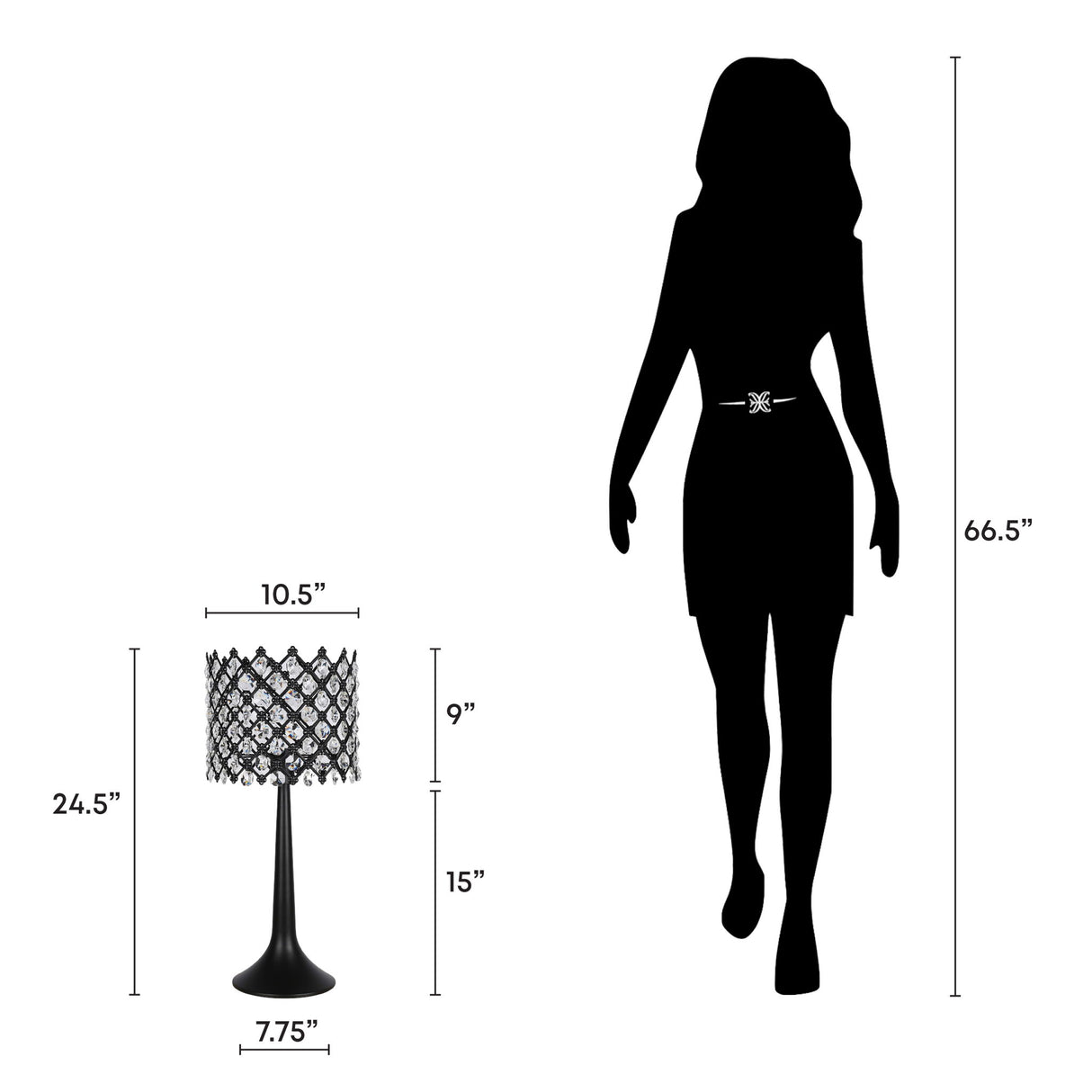 "Crystal Lattice Radiance" Metal And Crystal Table Lamp (Set of 2) - Matt Black / Clear Crystal