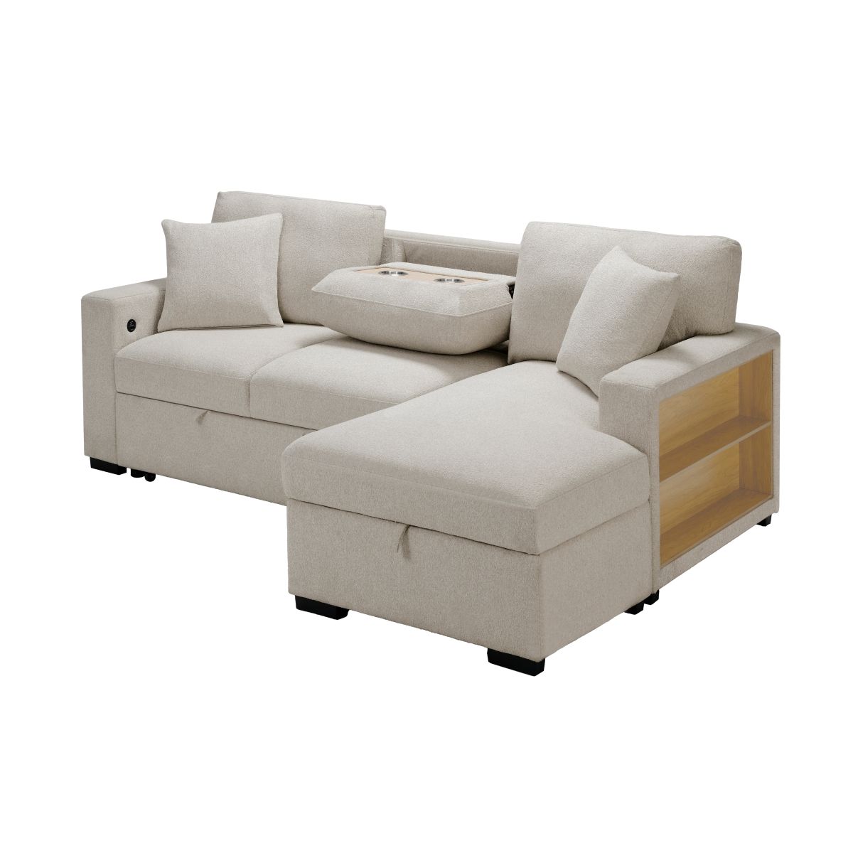 Pompano - Sectional With Chaise, Pull-Out Bed And Hidden Storage, Charging Ports