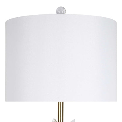 "Crystal Bloom II" Crystal And Marble Table Lamp (Set of 2) - White / Clear Crystal / Soft Gold
