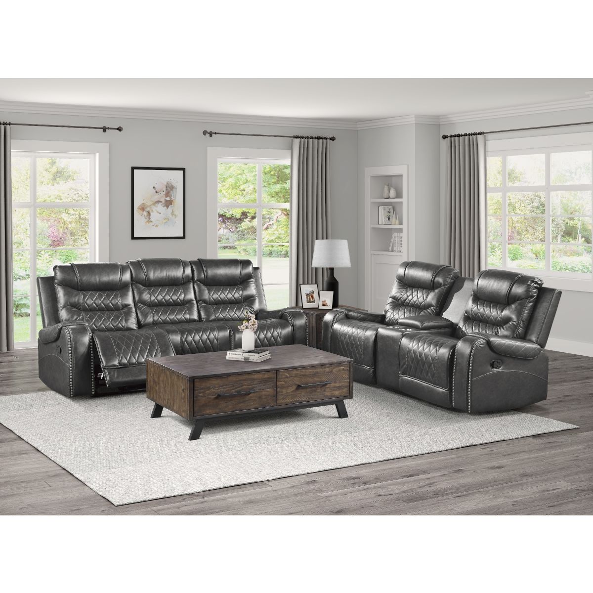 Putnam - Power Double Reclining Sofa With Center Drop-Down Cup Holders, Receptacles And USB Ports