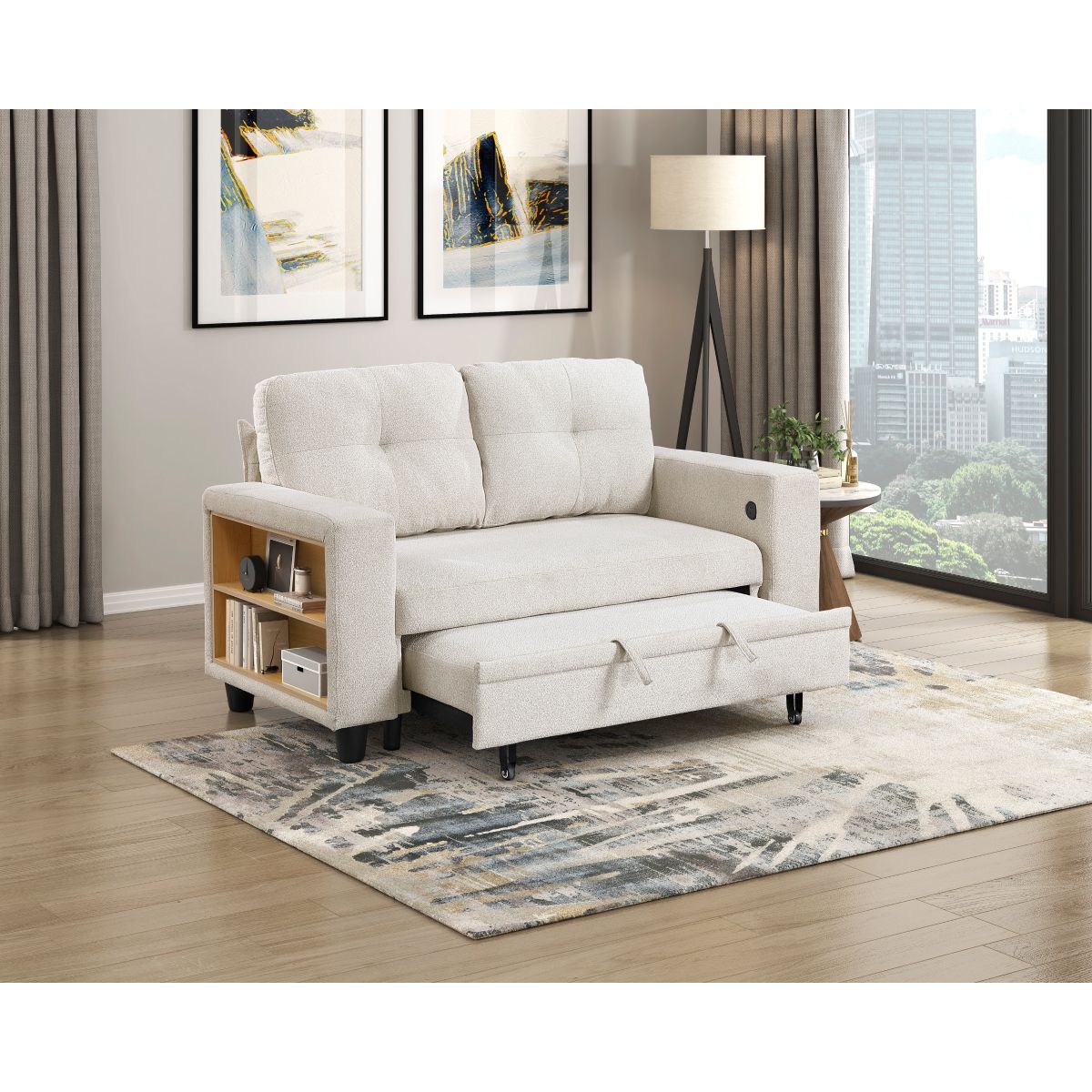 Robinson - Loveseat With Pull-Out Bed, Shelves And Charging Ports