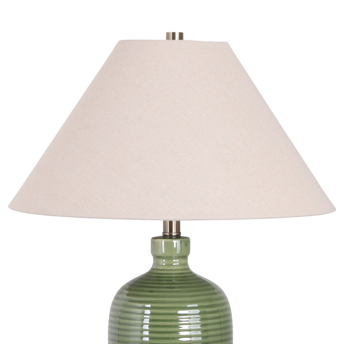"Verdant Elegance" Ceramic Table Lamp (Set of 2) - Sage Green / Asb