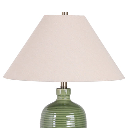 "Verdant Elegance" Ceramic Table Lamp (Set of 2) - Sage Green / Asb
