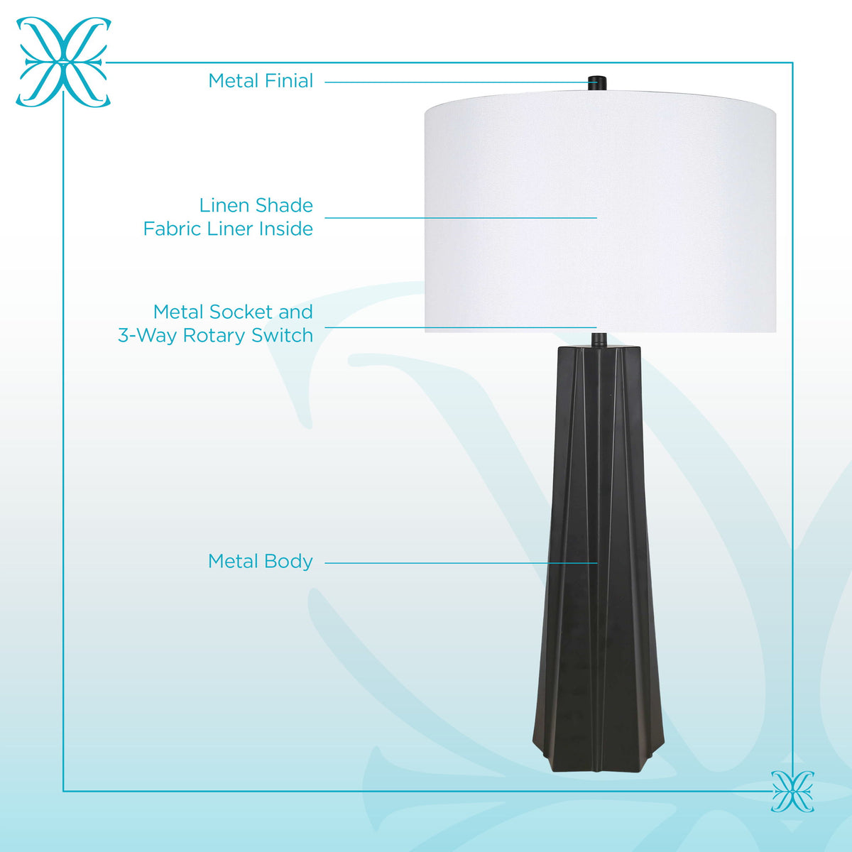 "Obsidian Glow" Metal Table Lamp (Set of 2) - Matte Black
