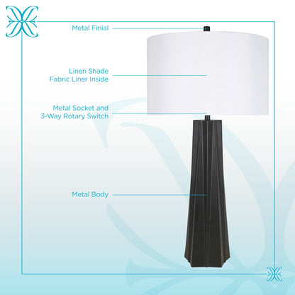 "Obsidian Glow" Metal Table Lamp (Set of 2) - Matte Black