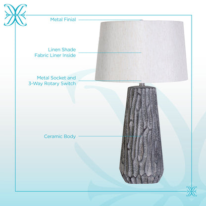 "Textured Elegance" Ceramic Table Lamp (Set of 2) - Gray