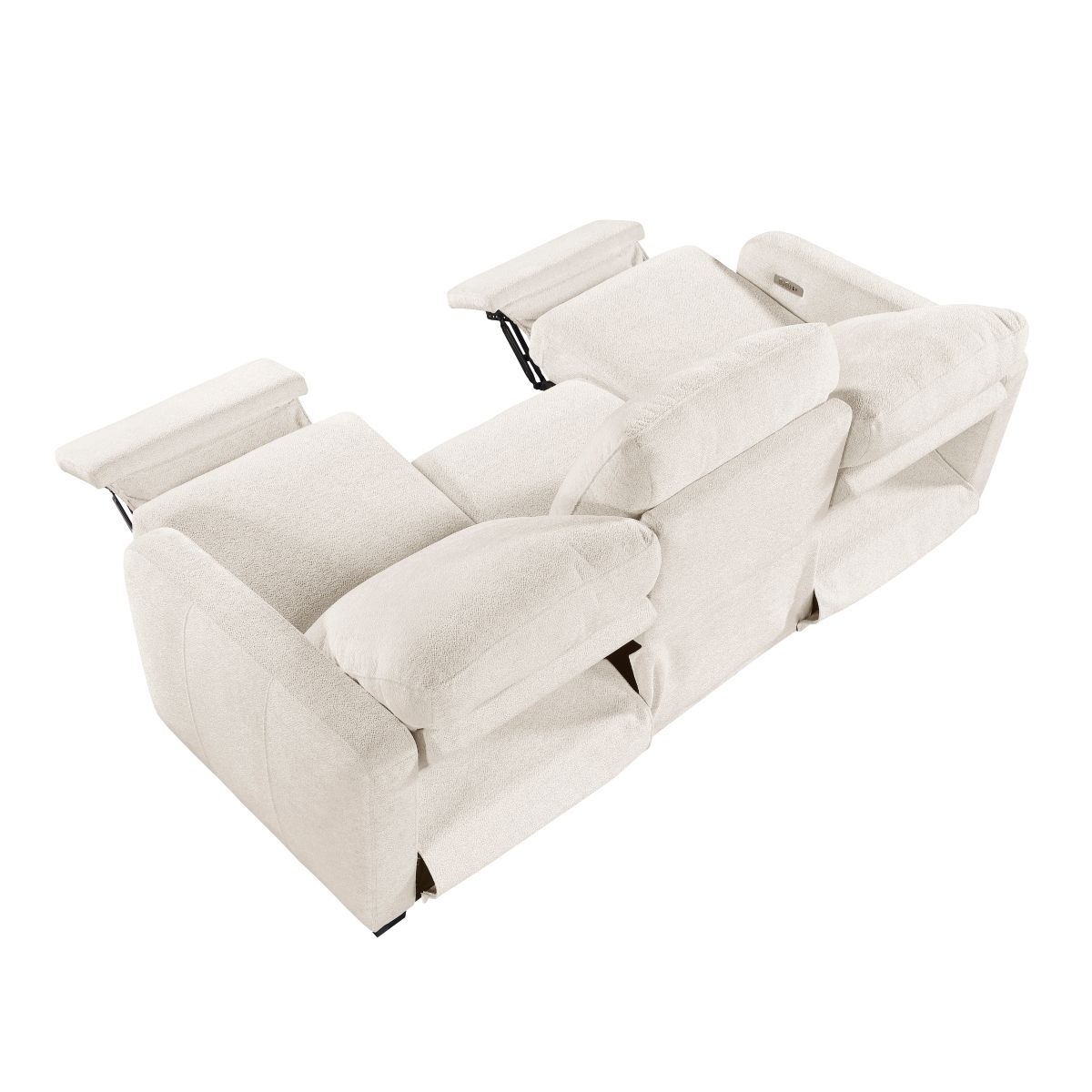 Vera - Power Double Reclining Sofa With USB Charging Ports - Beige