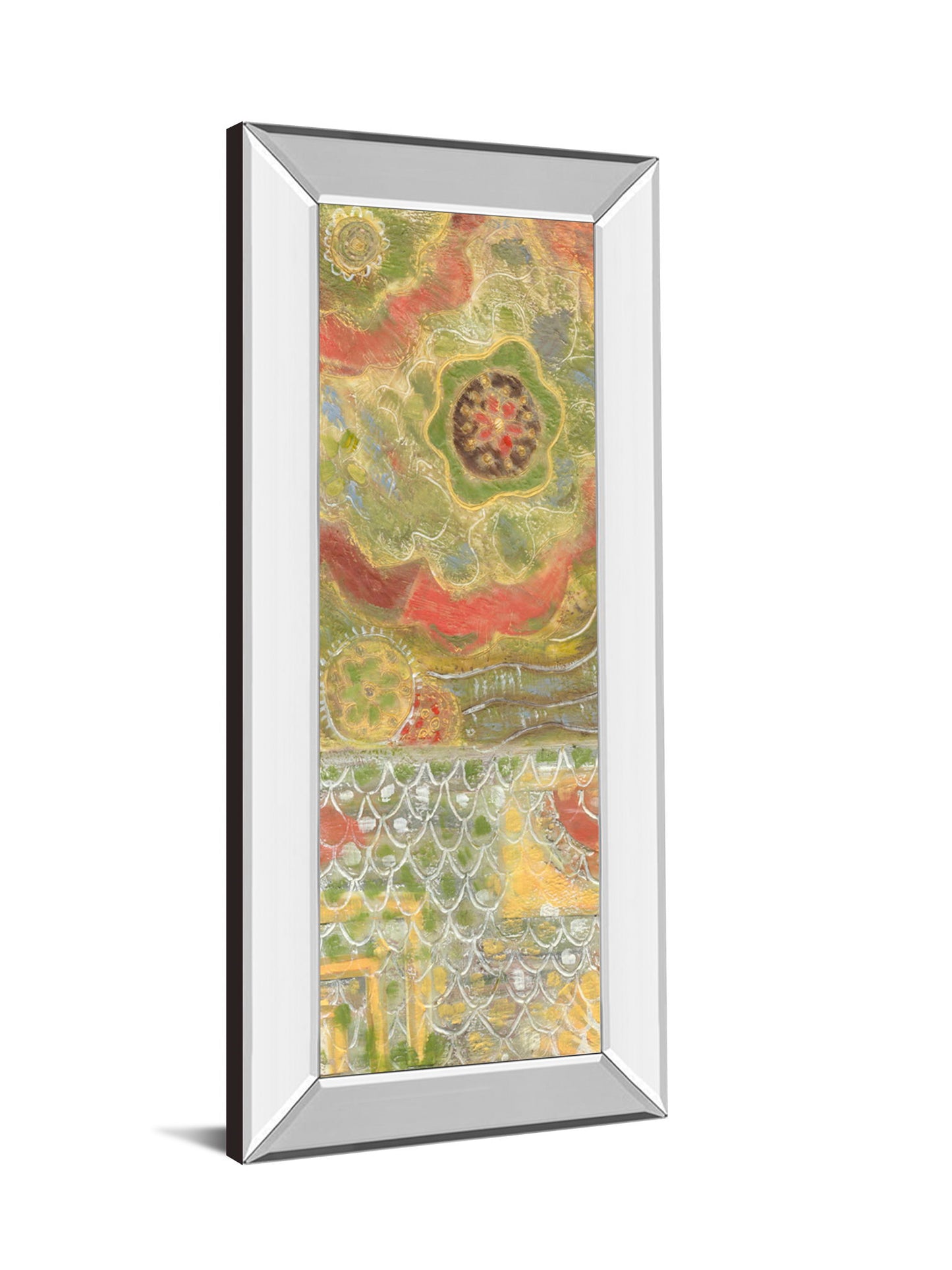 Moroccan Whimsy I By Karen Deans - Mirror Framed Print Wall Art - Green