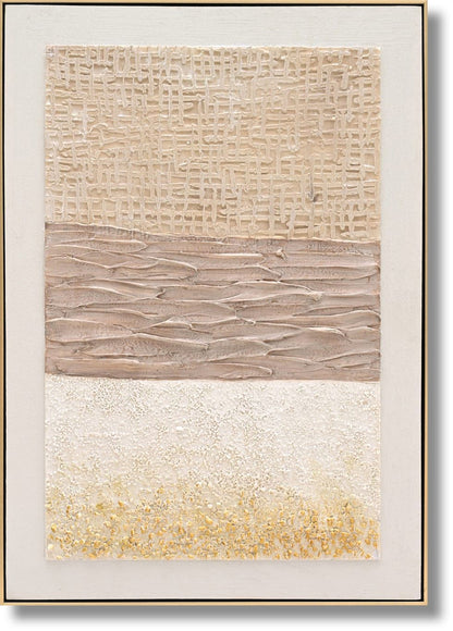 Golden Texture Harmony - 28" x 40" Framed Wall Art - Beige