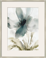 "Ethereal Blossom II" Framed Canvas Under Acrylic - Teal / Cream